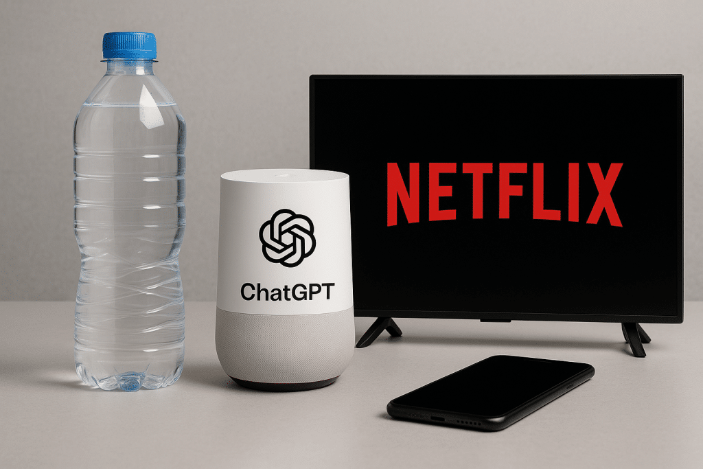 Comparison of ChatGPT water footprint vs Netflix streaming and smartphones