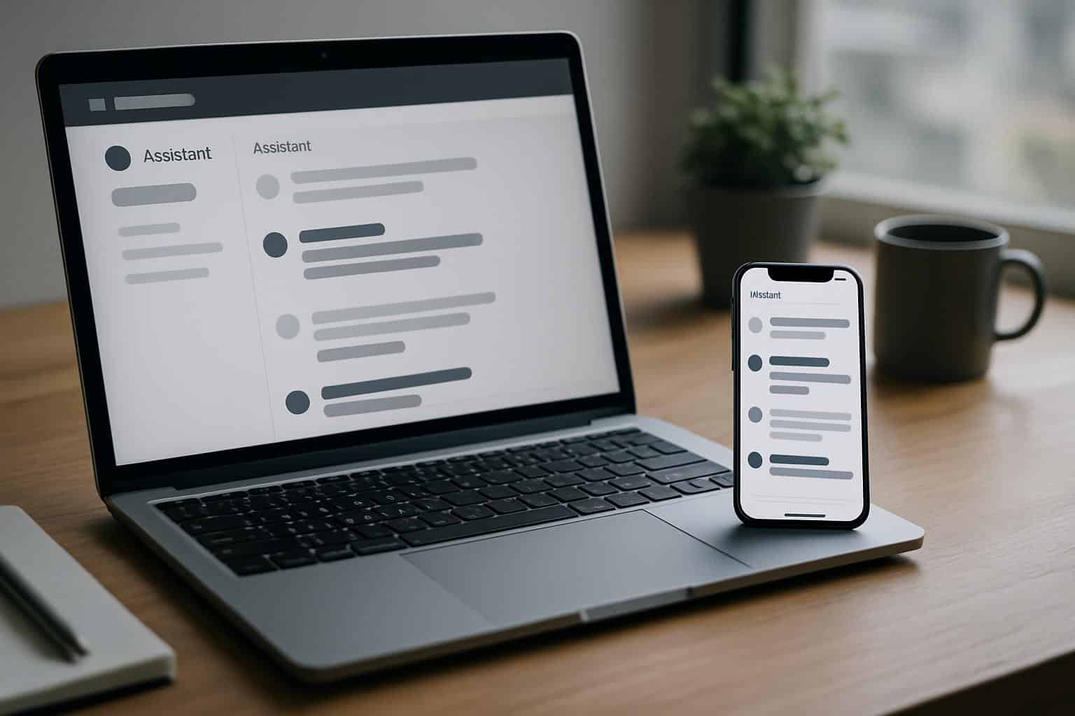Laptop and an iPhone with AI chat