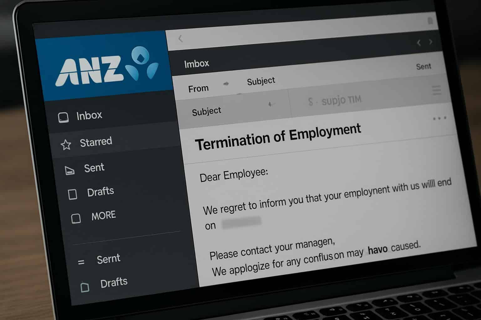 ANZ logo with apology over accidental layoff emails