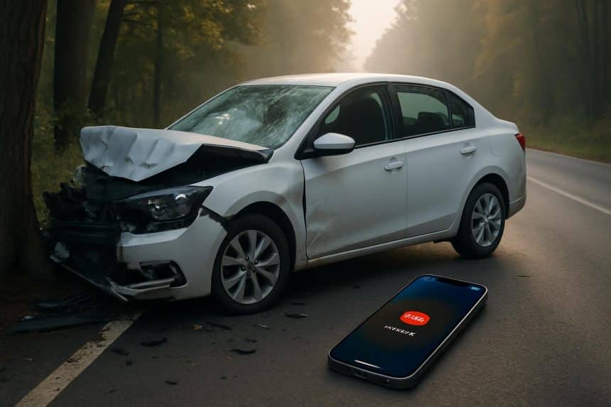iPhone Crash Detection alert that helped save a teen driver near a wrecked car