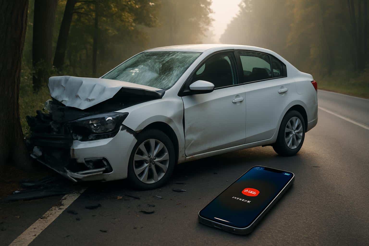 iPhone Crash Detection alert that helped save a teen driver near a wrecked car