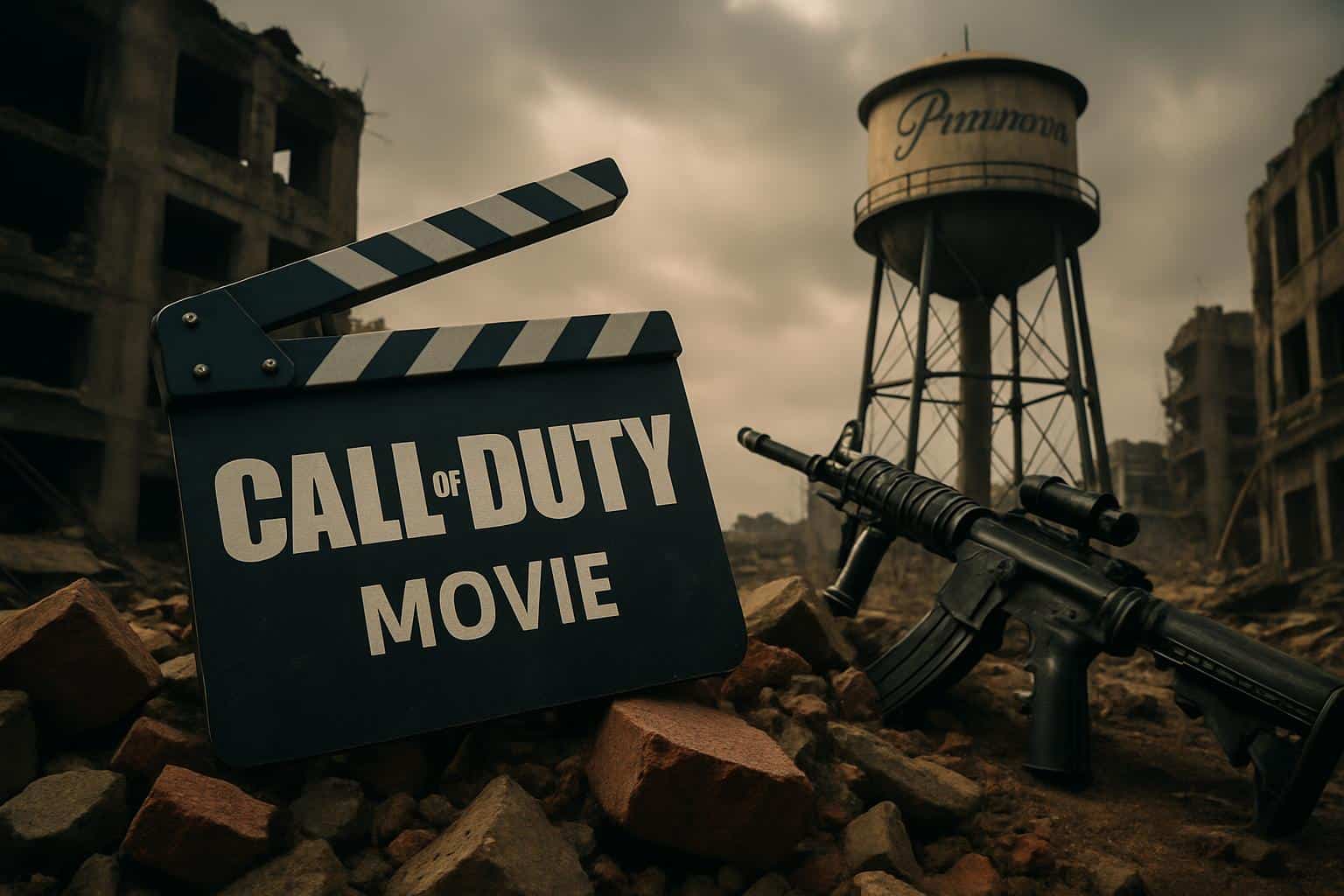 Call of Duty logo over Paramount Pictures logo with film reel and clapperboard