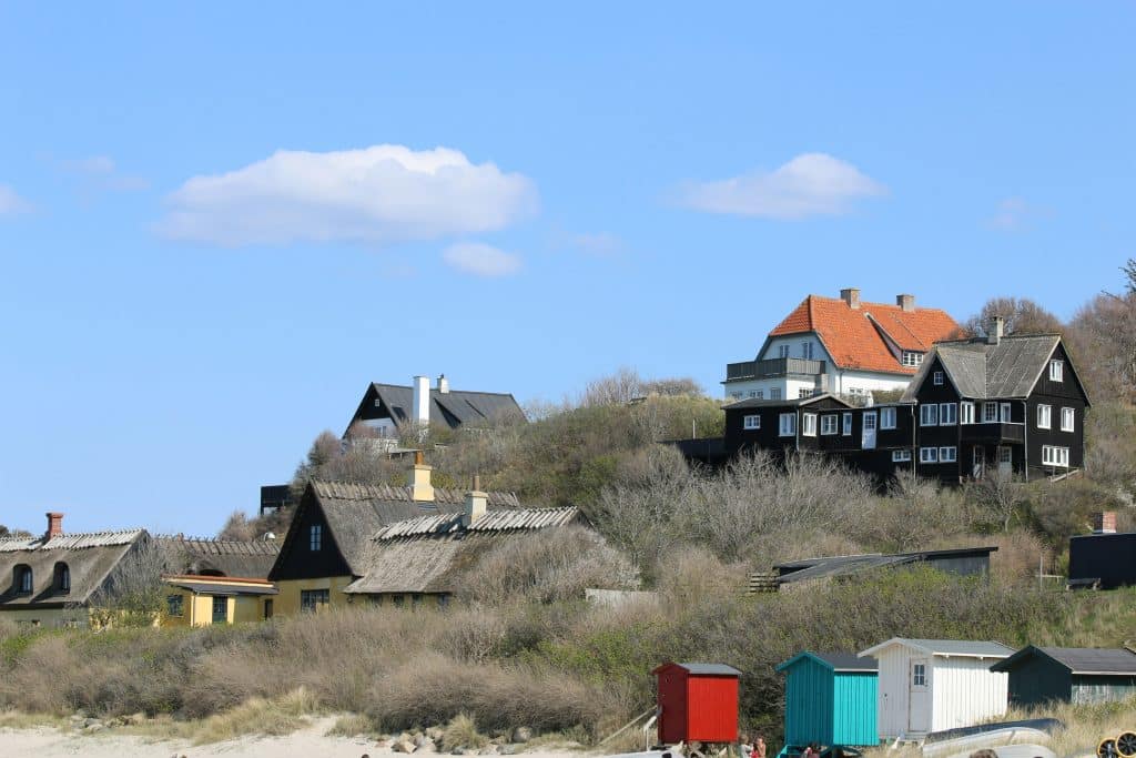 Coastal village with traditional houses by the Atlantic Ocean