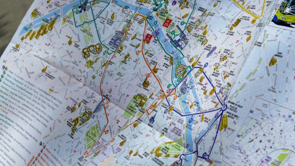 Map showing key landmarks of the North Face route