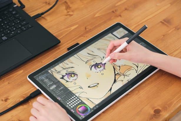Wacom One 14 pen display with stylus, budget drawing tablet for budding artists