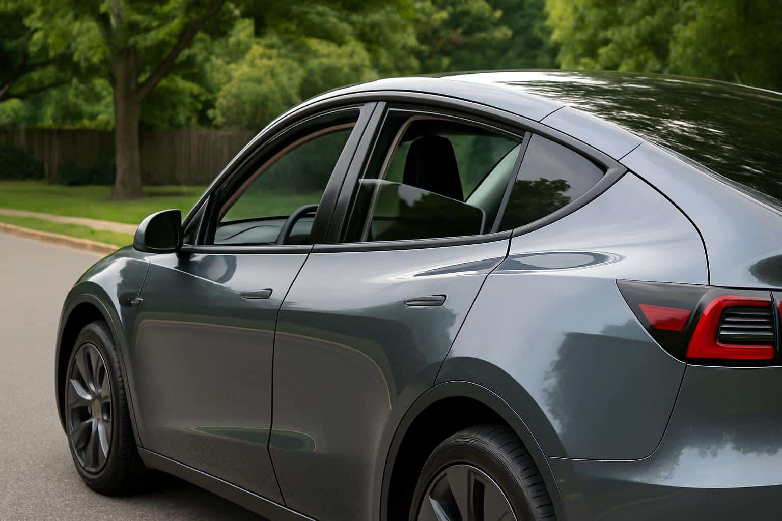 Tesla Model Y window safety recall warning with caution icon