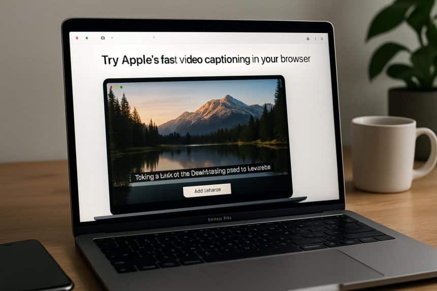 Apple Safari shows fast browser video captioning with automatic on-screen subtitles