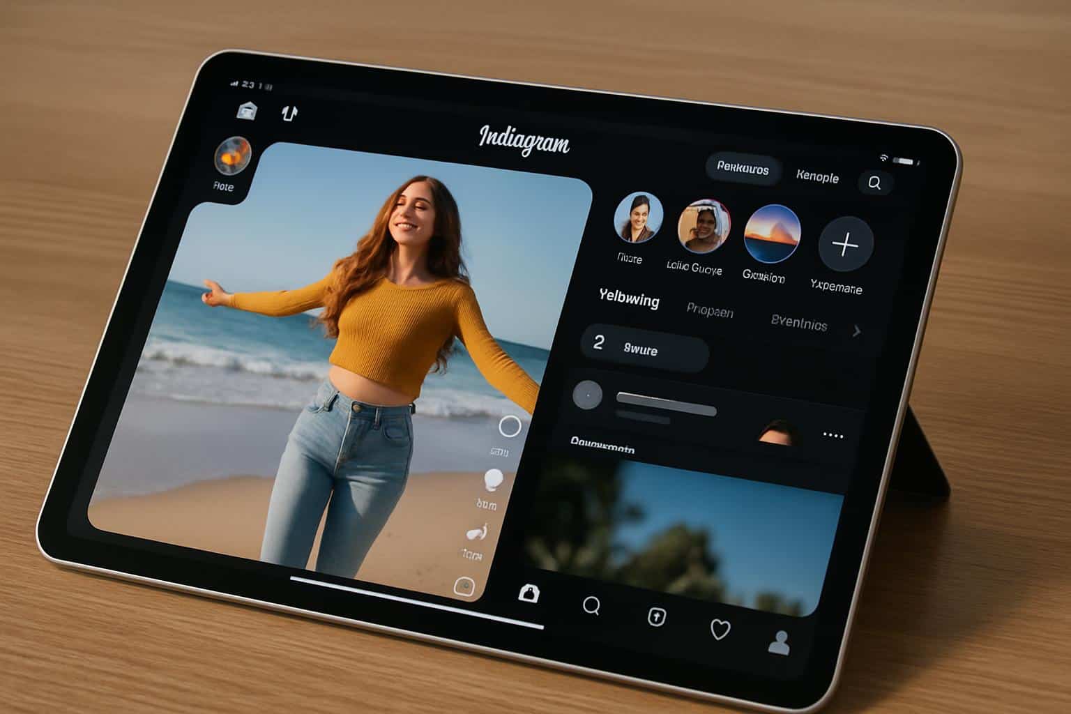 Instagram app on iPad screen highlighting launch of dedicated iPad app