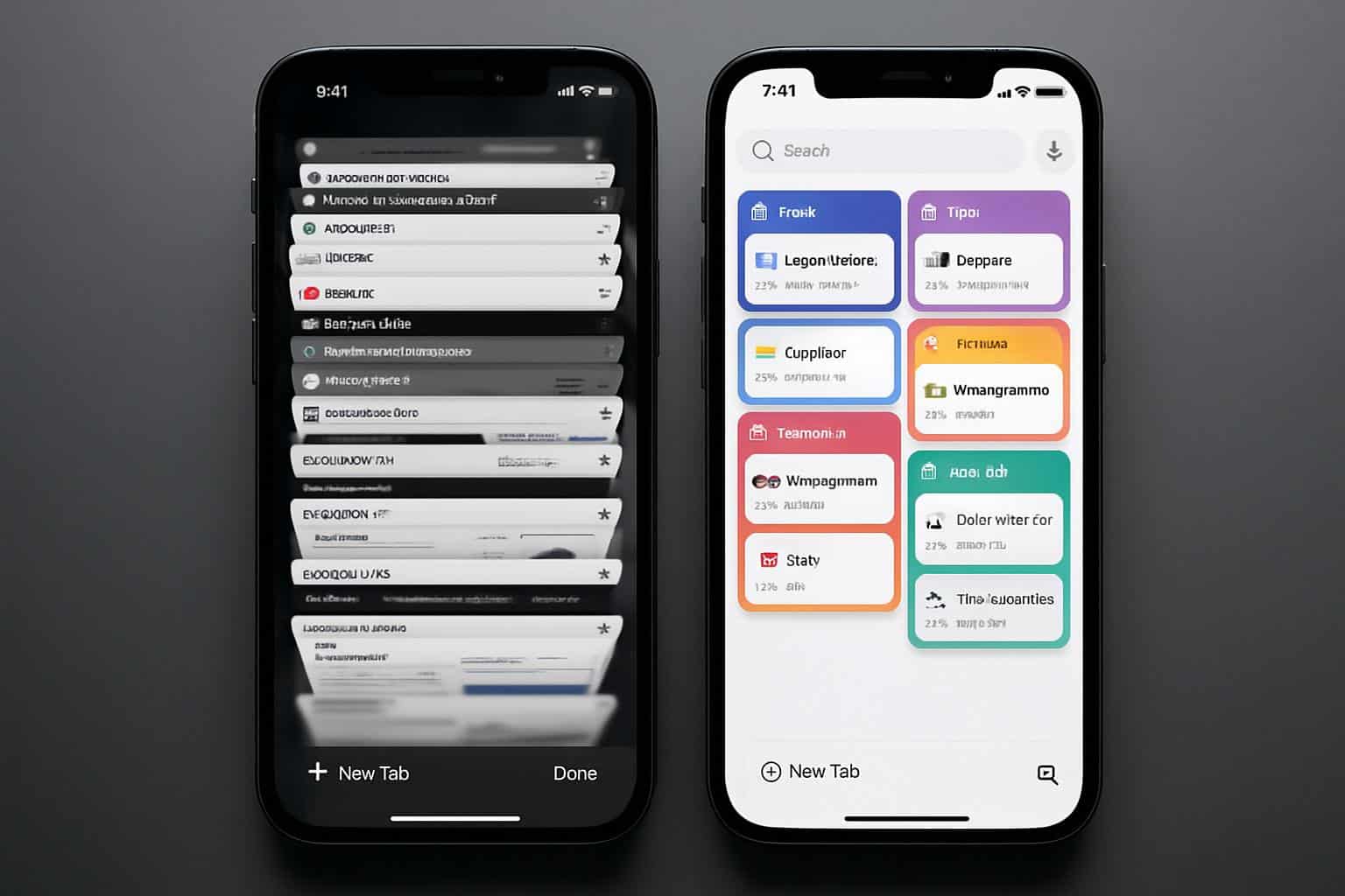 iPhone showing Opera for iOS tab management vs Safari's crowded tabs