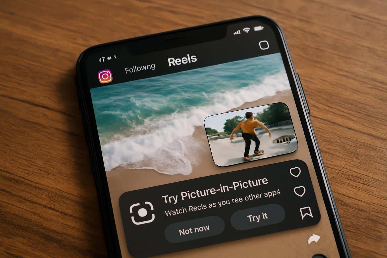 Instagram tests Reels picture-in-picture feature on mobile screen