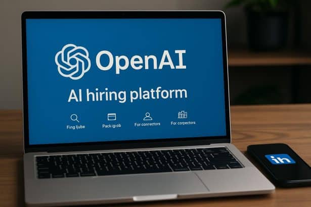OpenAI and LinkedIn logos highlight new AI hiring platform launch