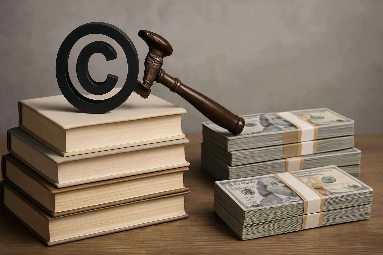 Anthropic .5B copyright deal hurting writers, AI and legal scales concept