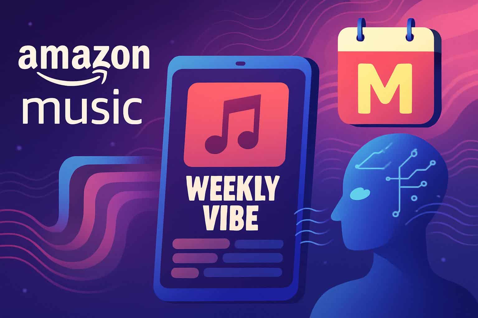 Amazon Music app featuring AI Weekly Vibe playlist updating Mondays
