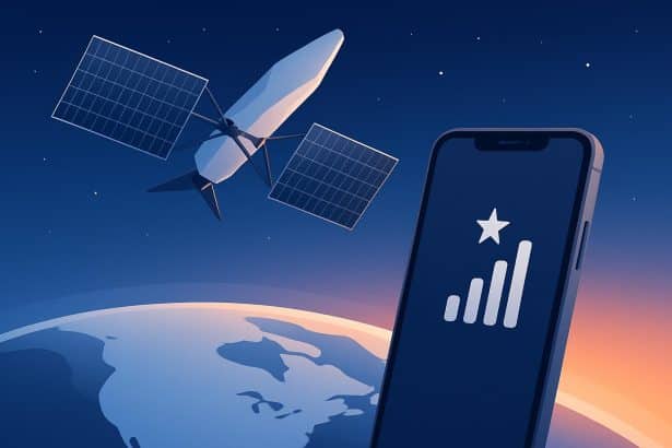 Smartphone showing early access to Starlink Cellular app and satellite connectivity