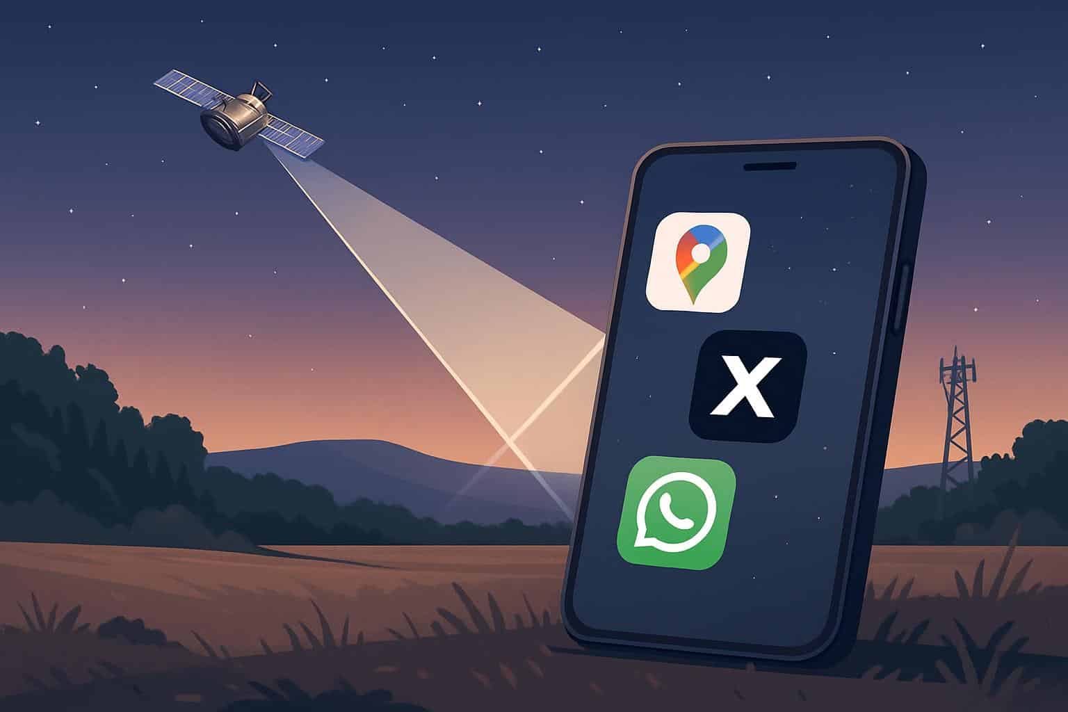 Starlink cellular app early access on smartphone with satellite network graphics