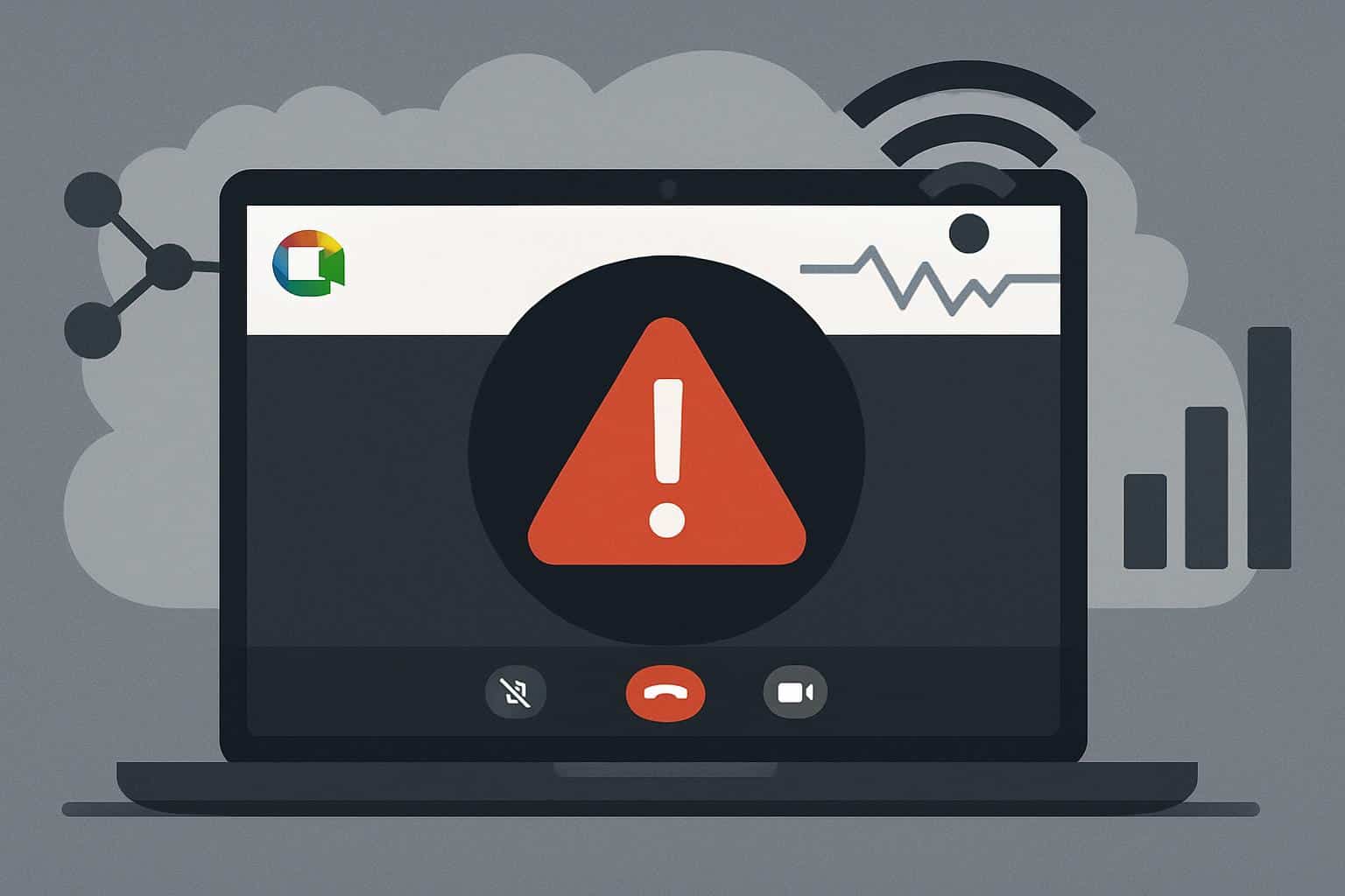 Google Meet outage warning over world map, global video call disruption