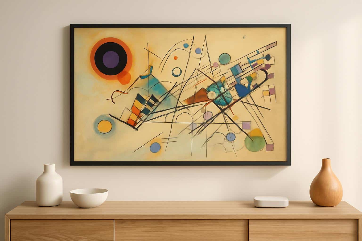 Wall-mounted E Ink poster display showcasing digital art on e-paper