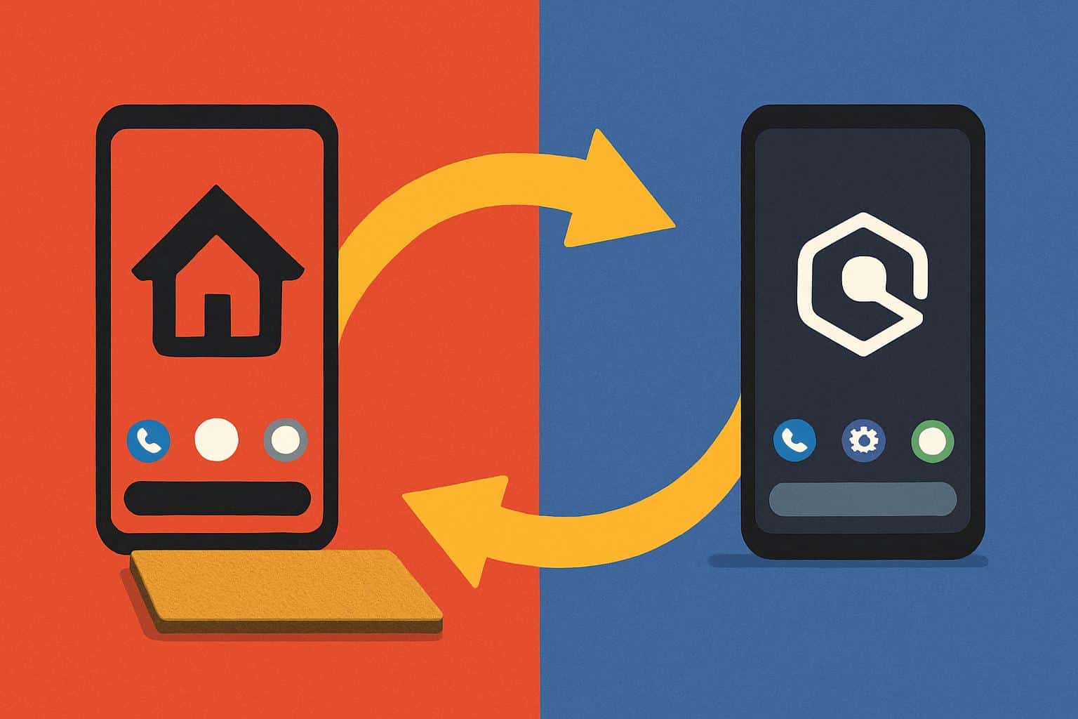 Smart Launcher and Nova Launcher logos connected by a migration arrow