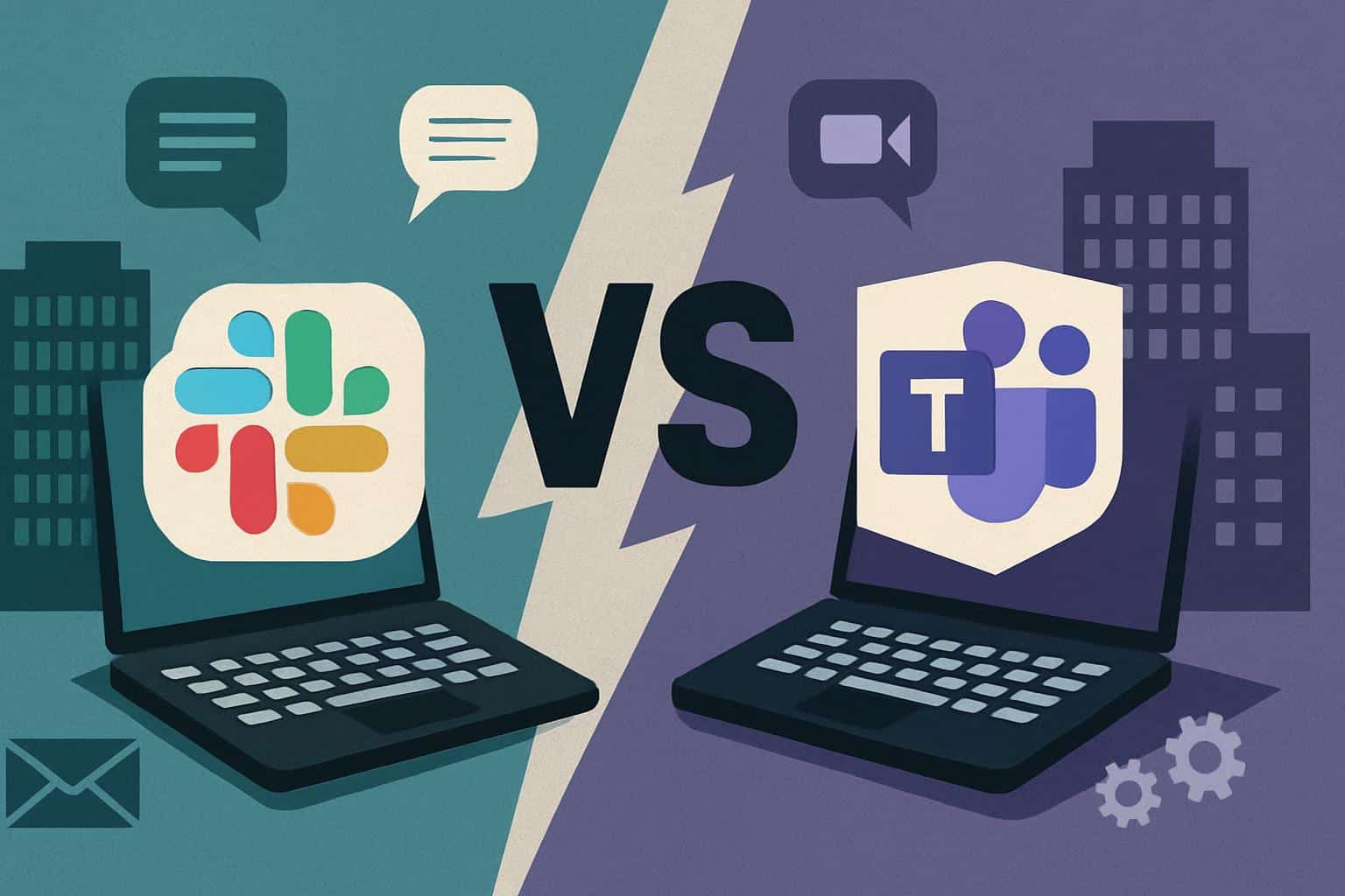 Slack vs Microsoft Teams comparison of collaboration platforms in the digital office