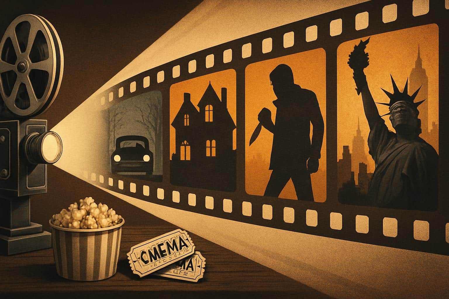 Stephen King’s 10 favorite movies: streaming guide with film reel and platform logos