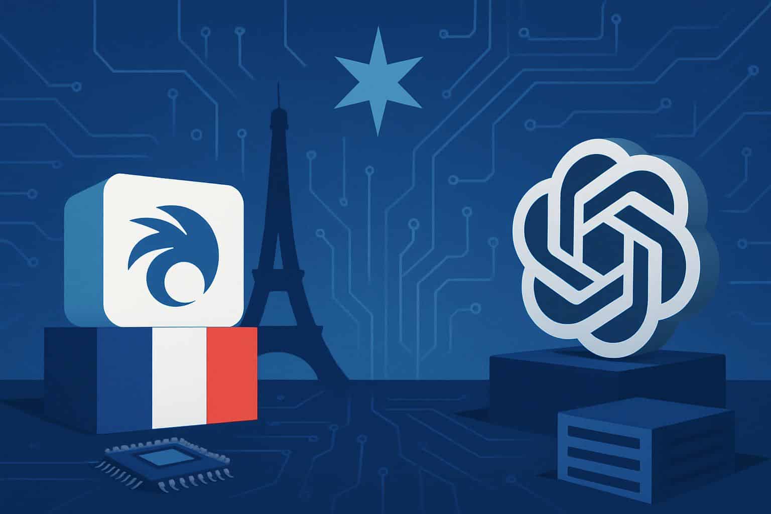 Mistral AI, the European OpenAI rival, logo over EU map