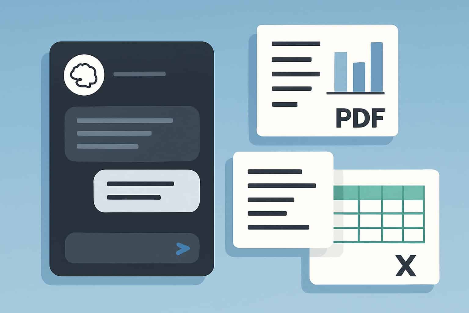 Claude AI creating PDFs, slides, and spreadsheets in a chat interface