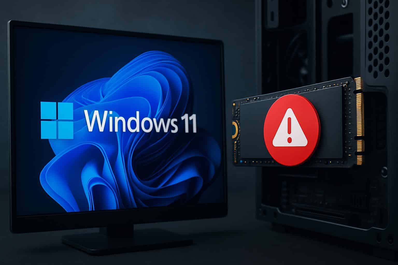 Windows 11 SSD failure alert linked to faulty firmware on a PC screen