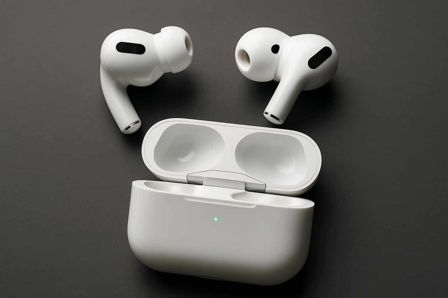 Apple AirPods Pro 3 earbuds and charging case showcasing subtle upgrades