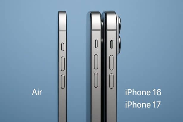 iPhone Air vs iPhone 16 and 17 side profiles show thickness gap