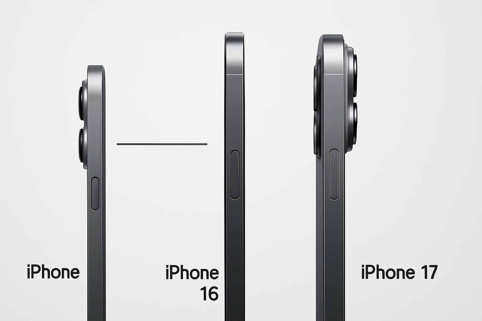 iPhone Air vs iPhone 16 and 17 side-by-side highlighting thickness gap