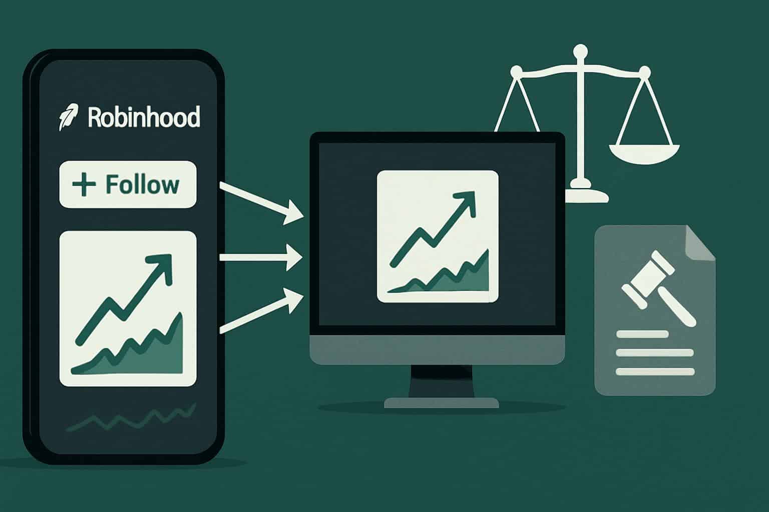 Illustration of Robinhood adding copy trading amid regulatory warnings
