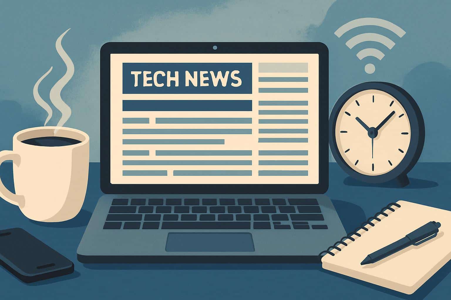 Techmeme homepage on a laptop screen, symbolizing tech pros' daily news habit