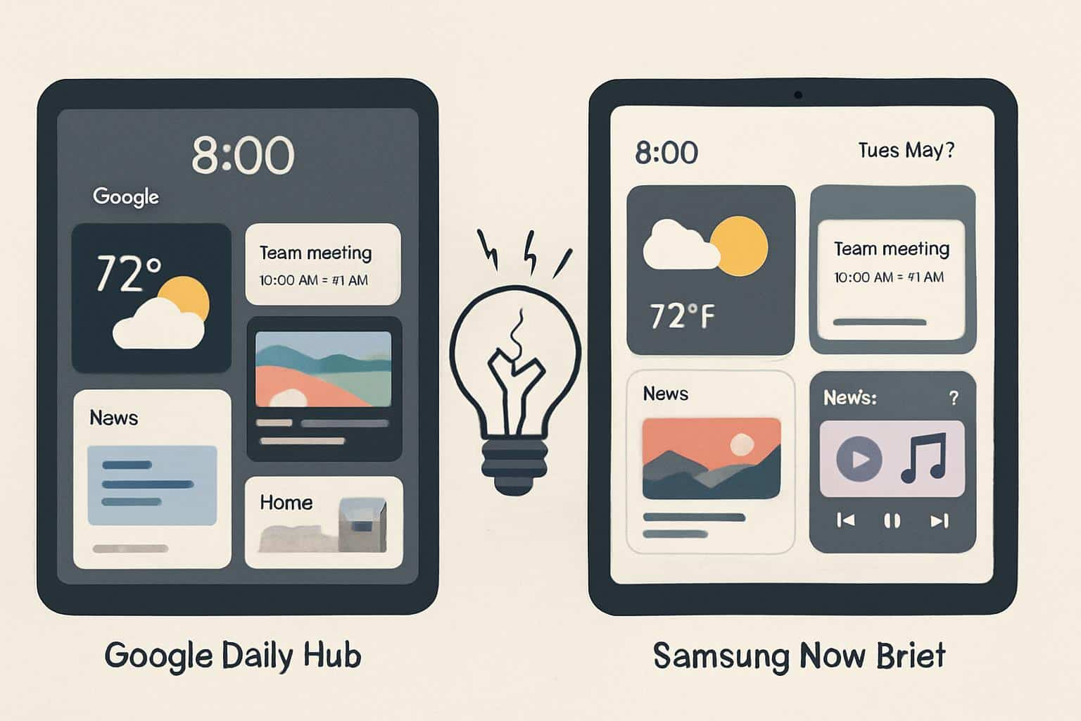 Google Daily Hub vs Samsung Now Brief smart assistant comparison, still not smart enough