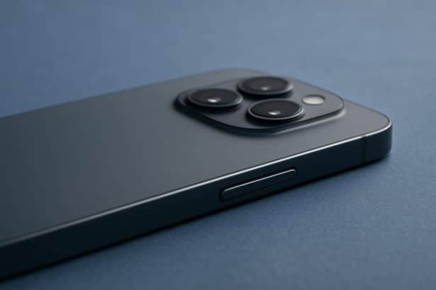 Smartphone side view with camera bump, showing how thickness is measured