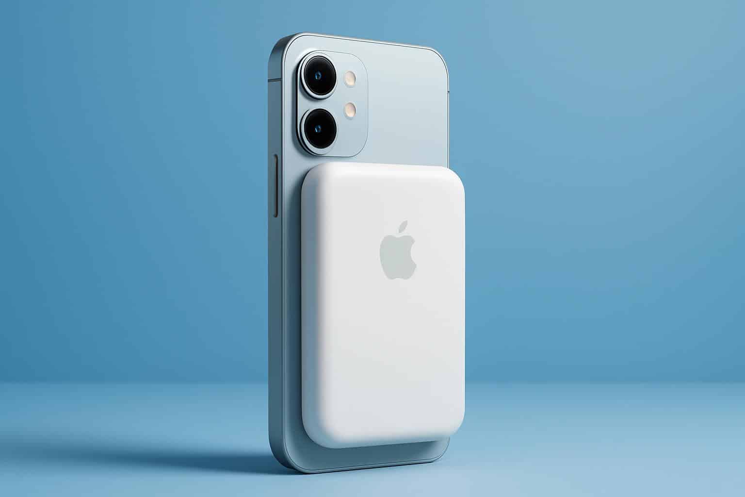 Apple MagSafe Battery magnetically attached to the back of iPhone Air