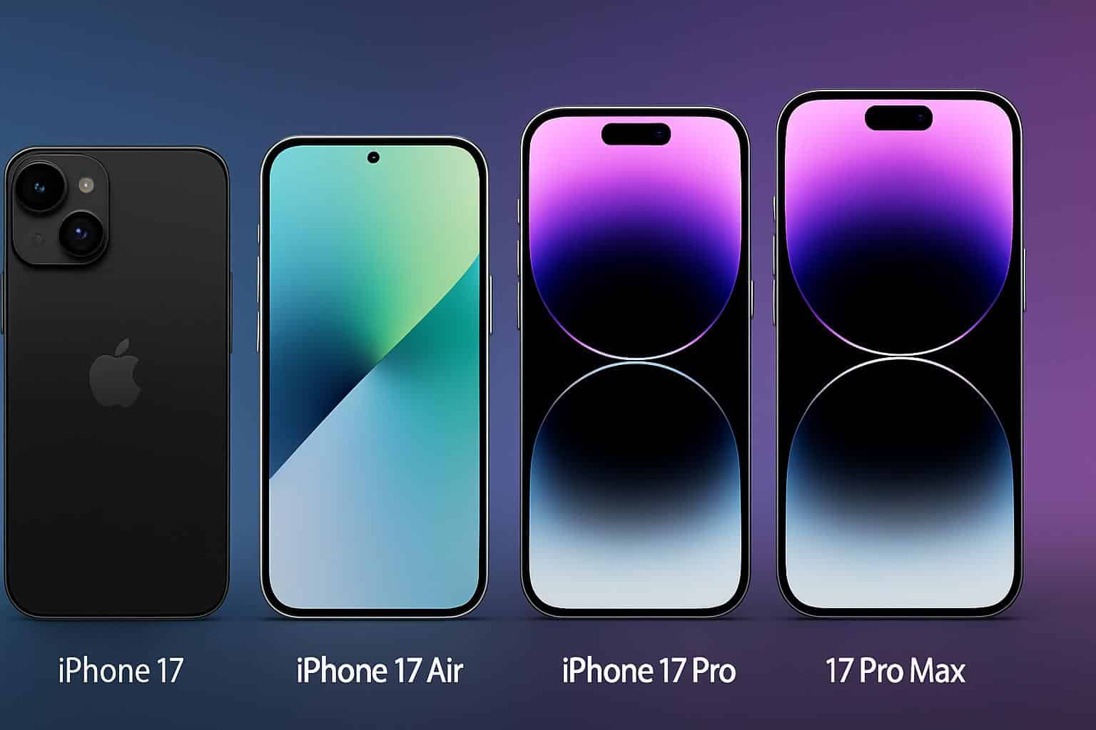 Apple iPhone 17 vs 17 Air vs 17 Pro vs Pro Max side-by-side comparison