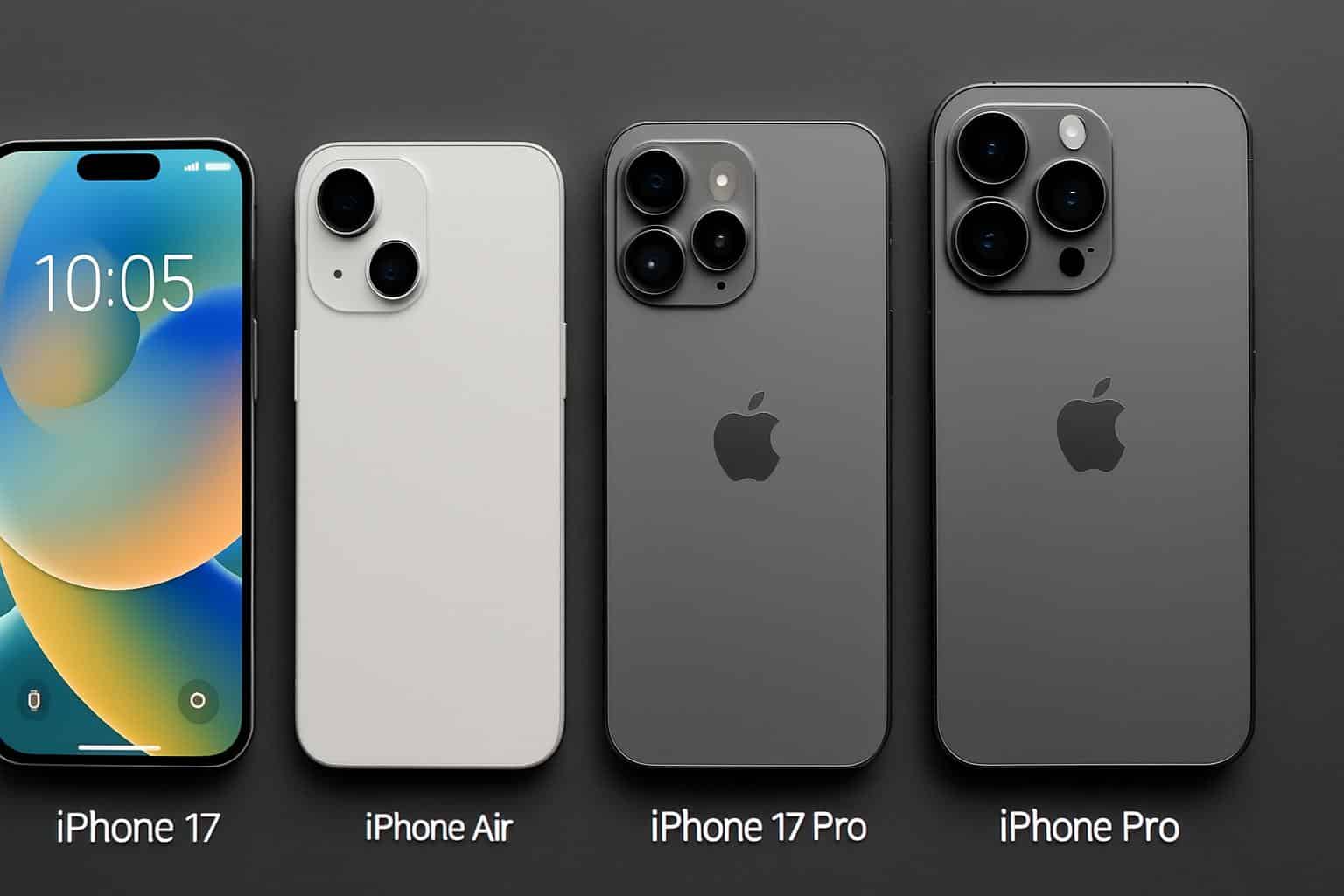 iPhone 17 vs Air vs Pro vs Pro Max models in side-by-side comparison