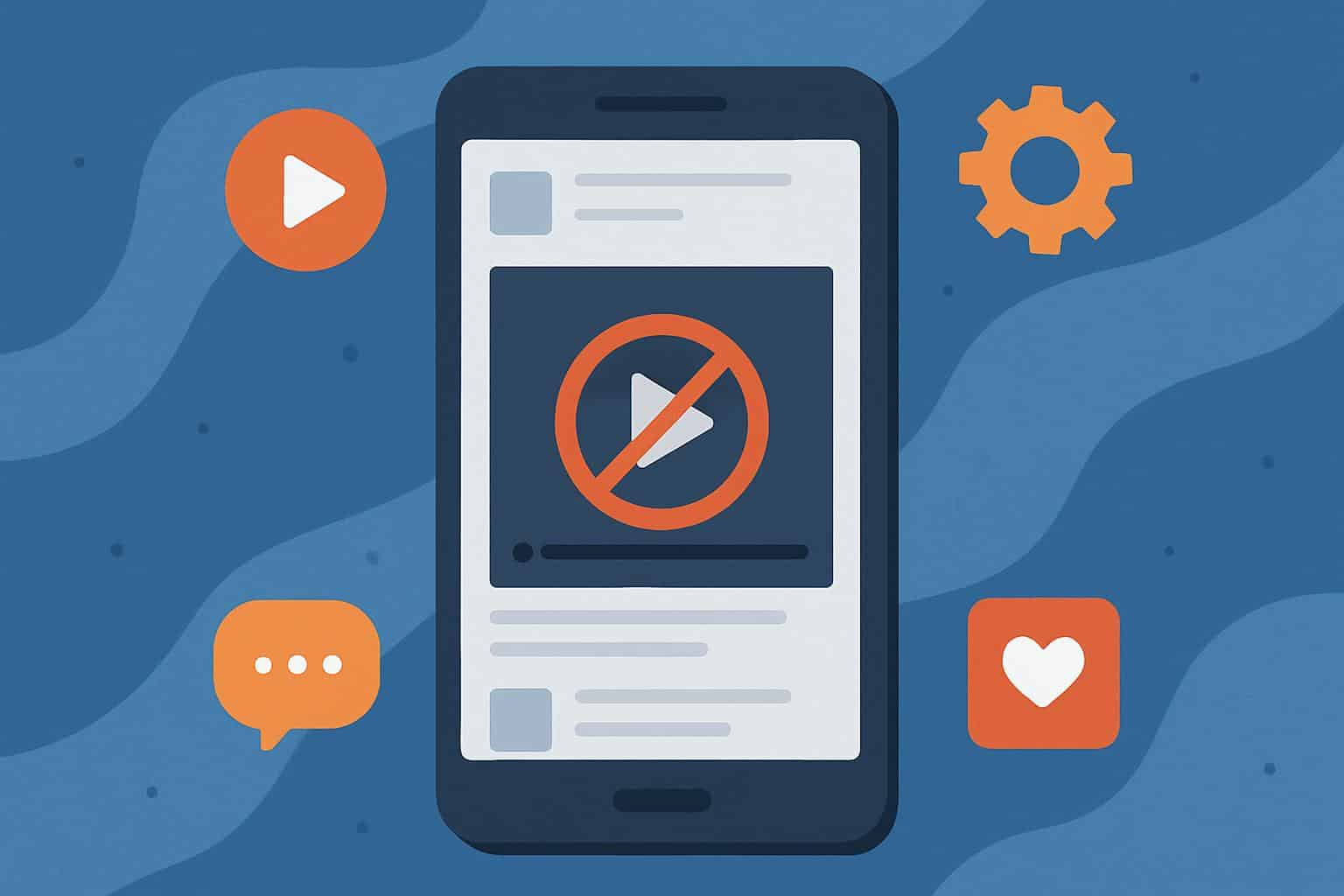 Phone screen with social media settings to stop video autoplay in feeds