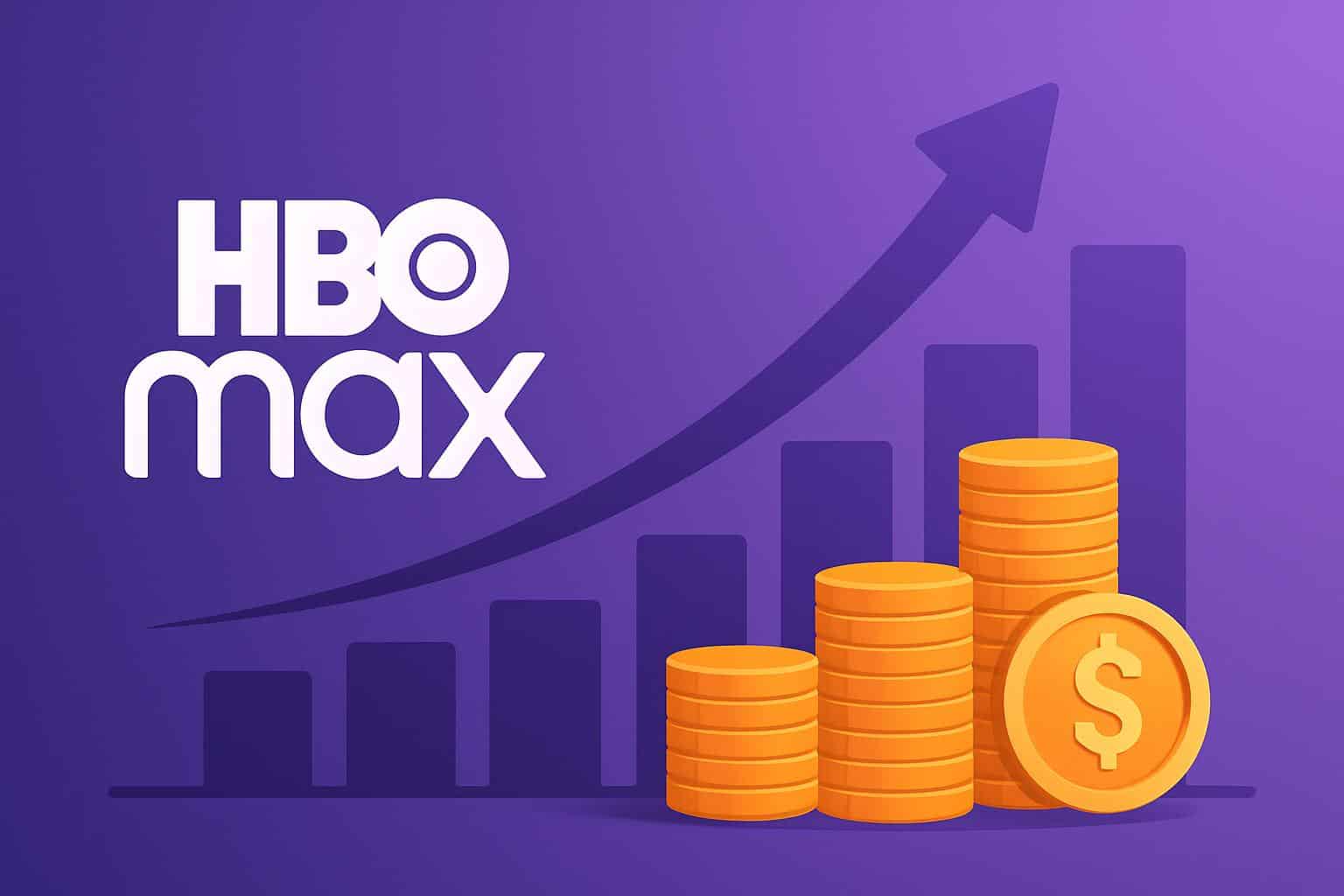 HBO Max logo with upward arrow and price tag as CEO hints at future price increase