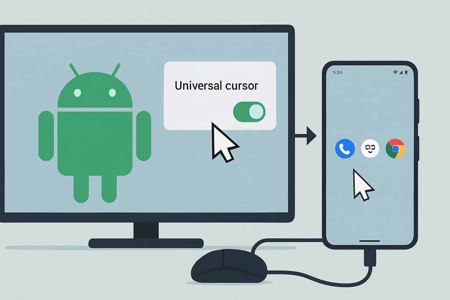 Android 16 QPR2 settings screen showing Universal cursor feature toggle