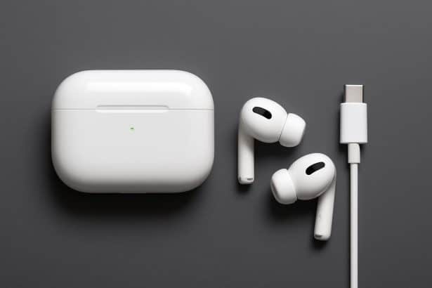 Apple AirPods Pro 3 with charging case; no USB-C cable included