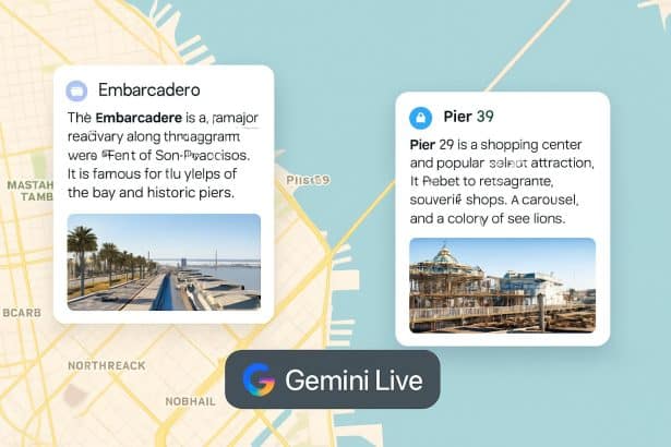 Google Gemini Live overlays Google Maps info cards during navigation