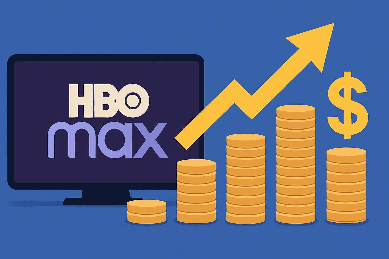 HBO Max logo with upward arrow signaling subscription price increase