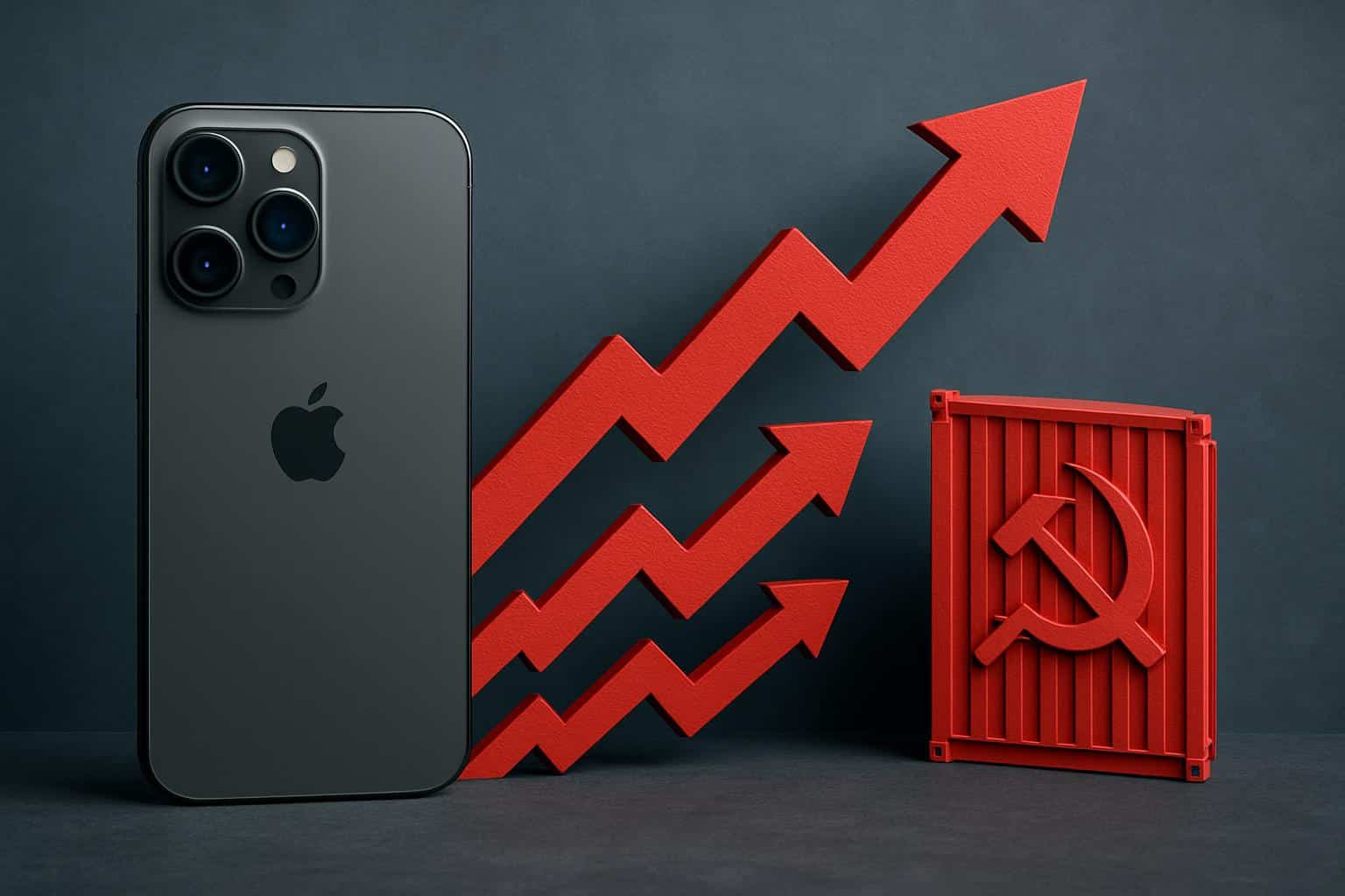 iPhone 17 price hike linked to tariffs, rising arrow and customs duty symbol