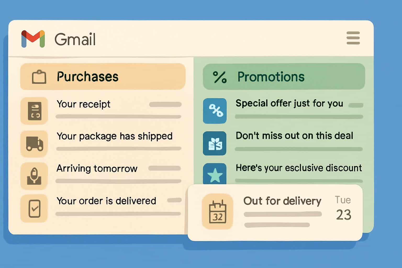 Gmail update adds Purchases tab and smarter Promotions inbox