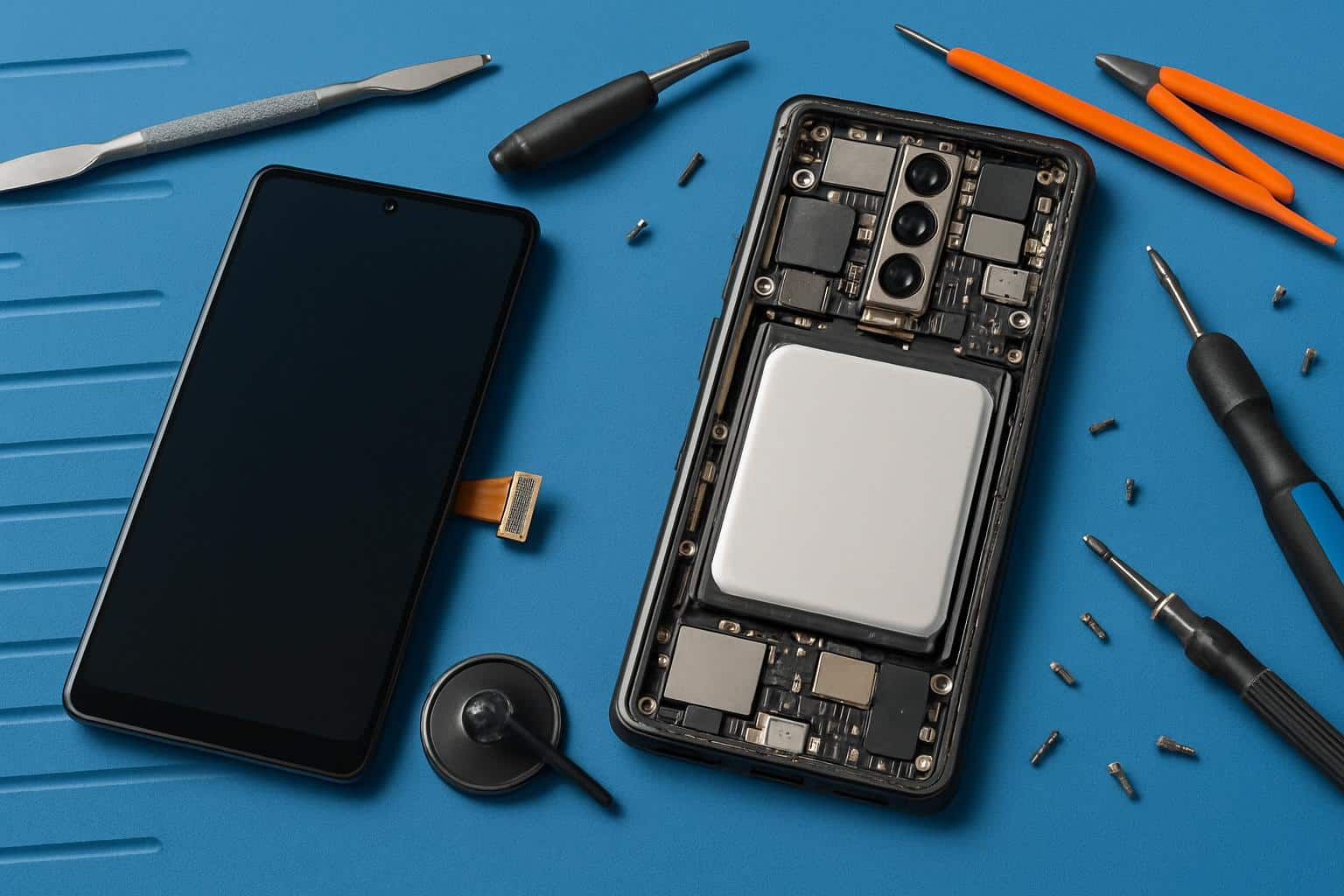 Google Pixel 10 Pro XL teardown with exposed internals and modular parts for easy repair