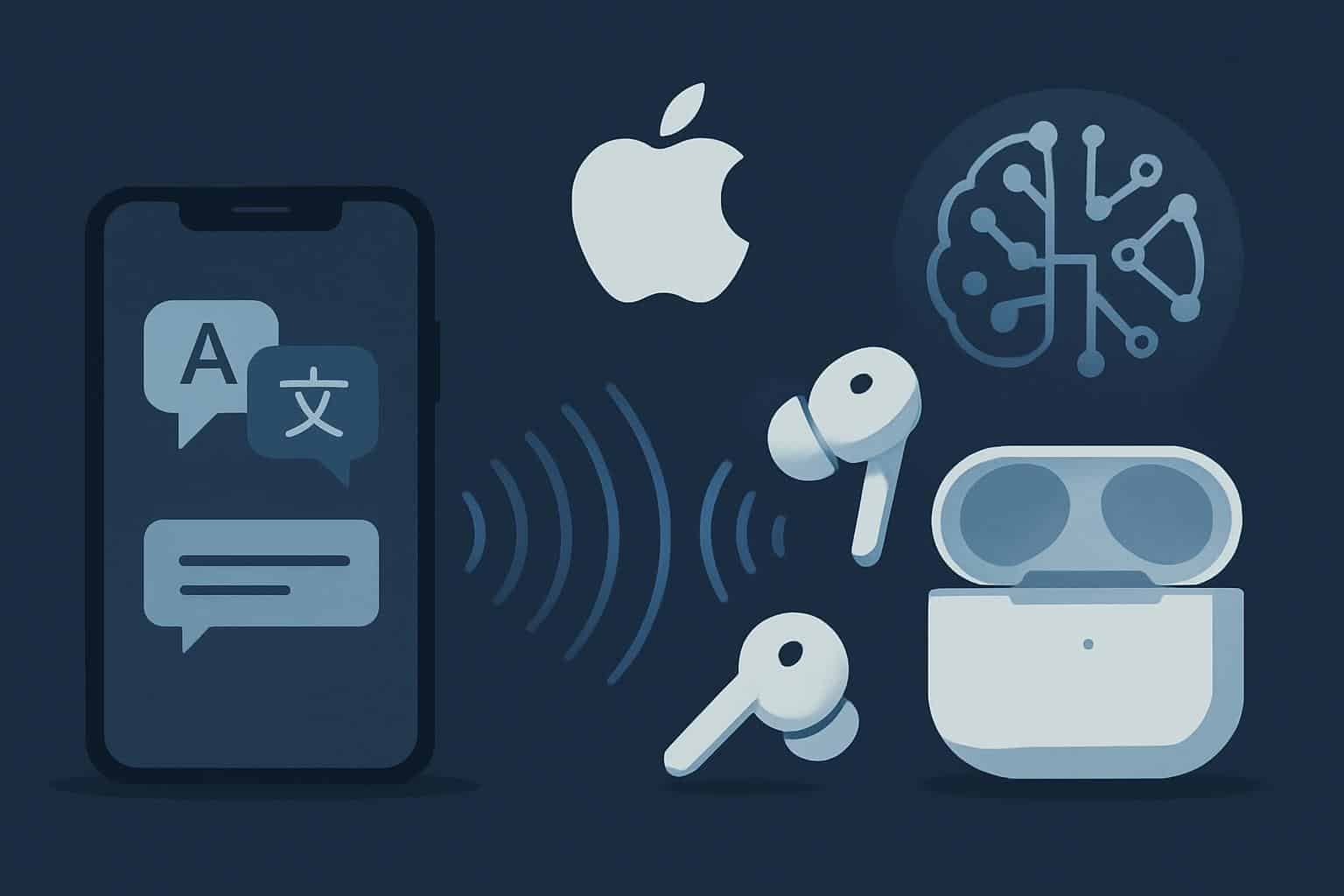 Apple logo with AI chip and Siri icons, highlighting AI features not announced at Apple event