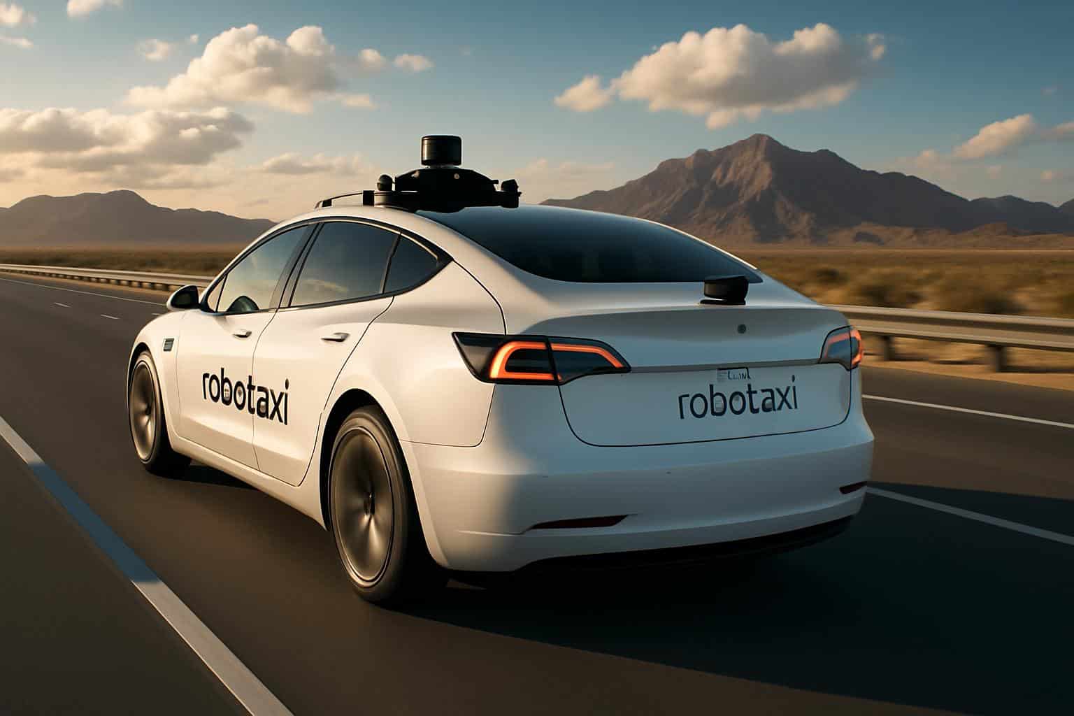 Tesla robotaxi on Nevada road during approved testing