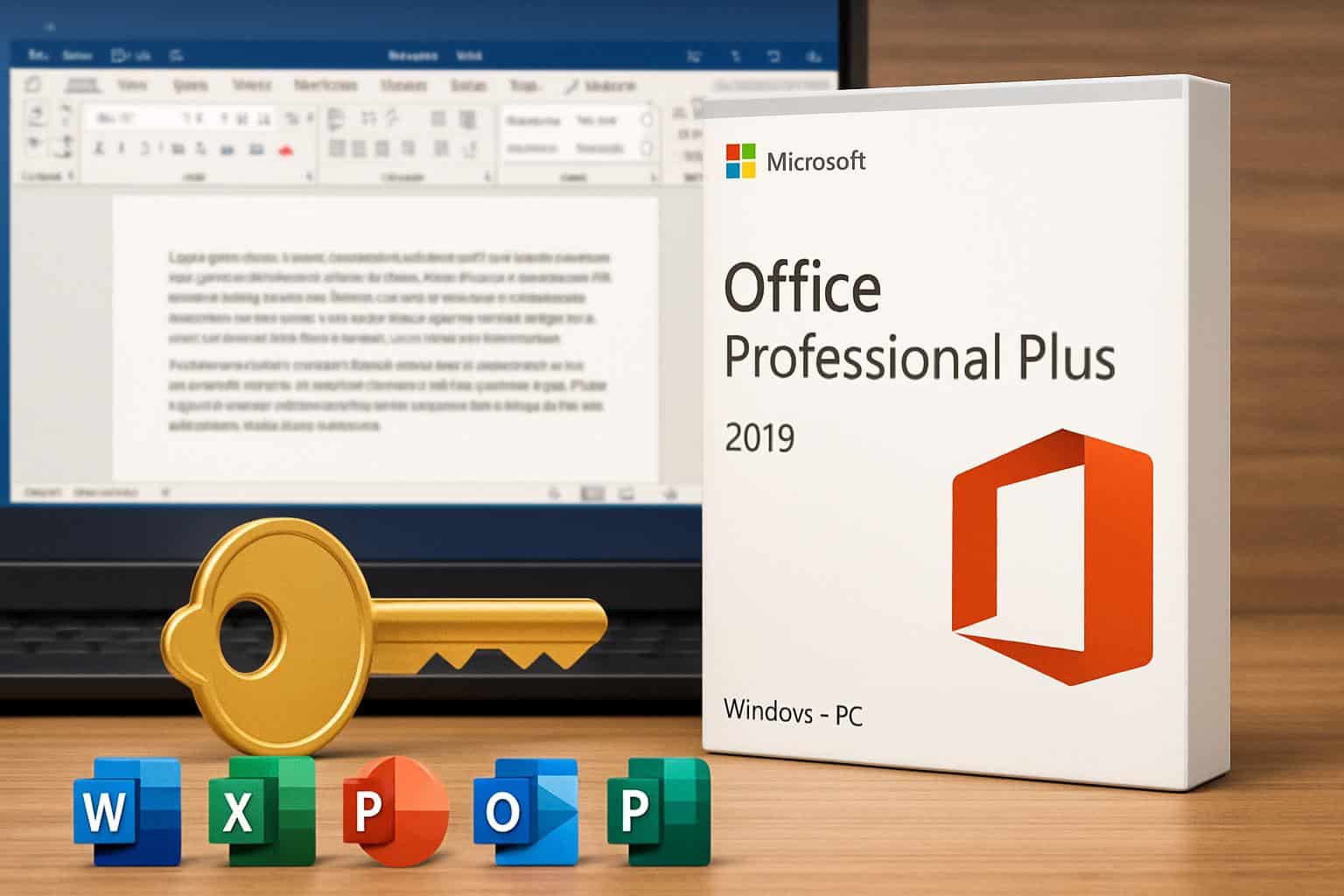 Microsoft Office 2019 suite icons highlighting $25 lifetime license deal