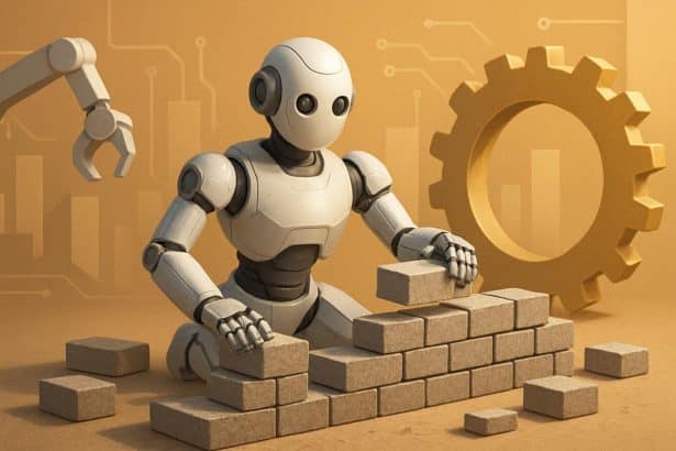 Prototype industrial robot arm in a robotics startup lab for next-gen automation
